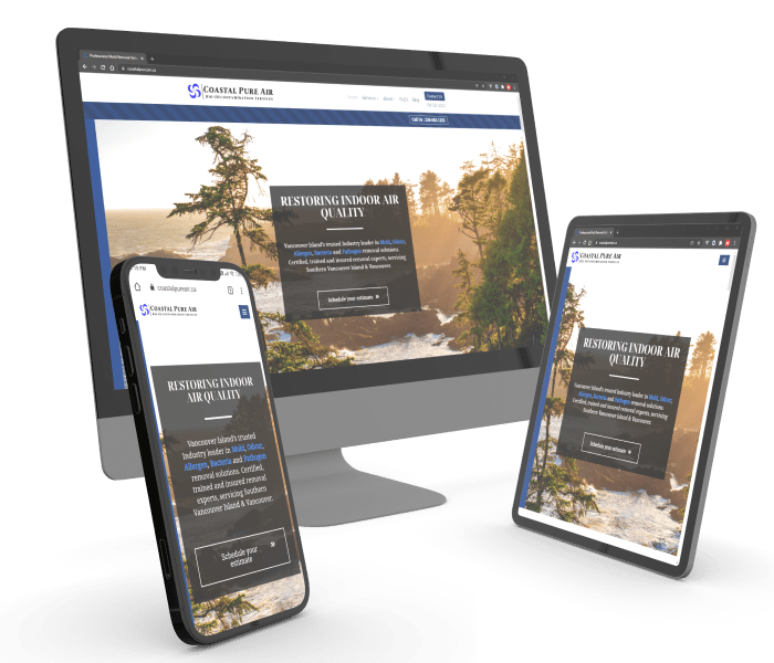 Coastal Pure Air website design