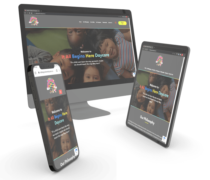 It All Begins Here Daycare website design